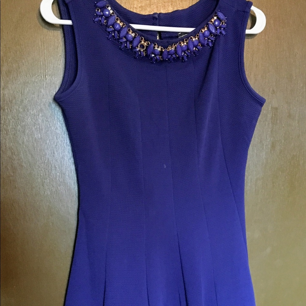 Blue fit and flare dress